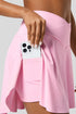 Solid Pocketed Crossover High Waist Swim Skort
